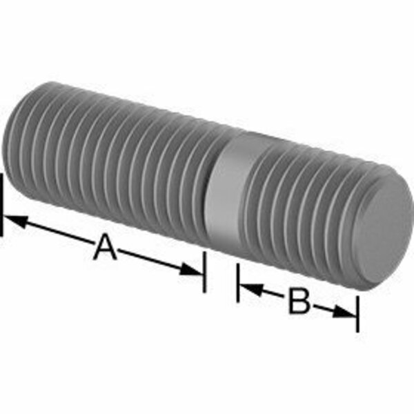 Bsc Preferred Threaded on Both Ends Stud Steel M24 x 3 mm Size 50 mm and 24 mm Thread Length 84 mm Long 5580N197